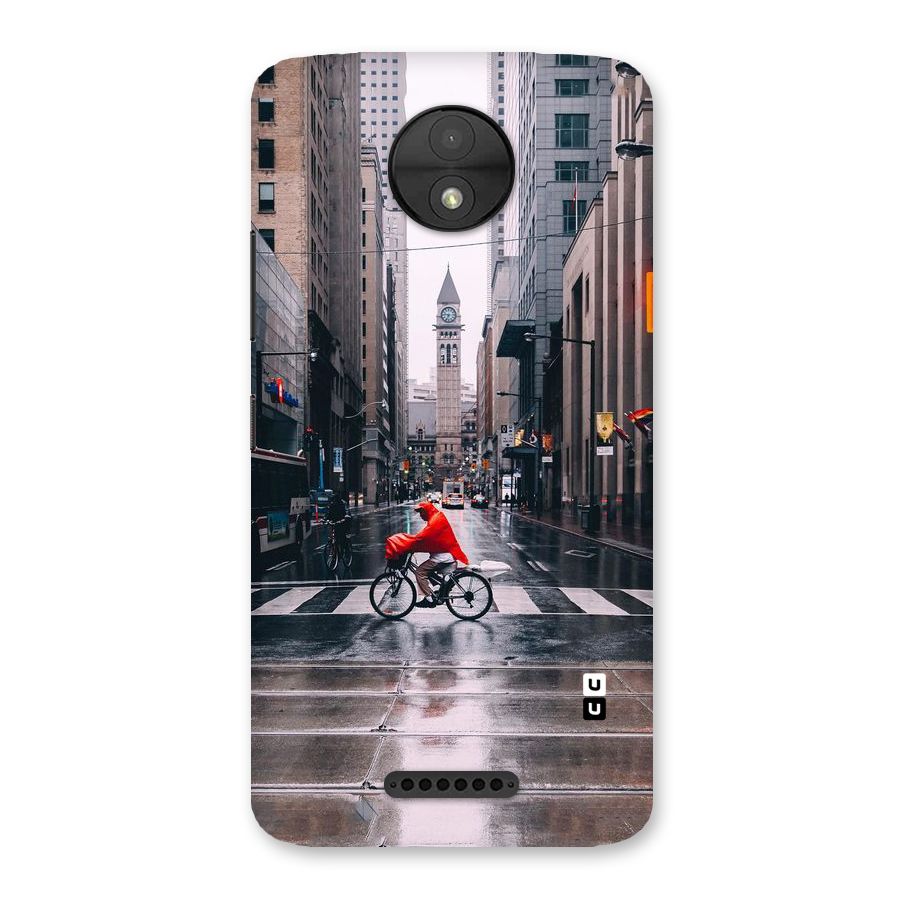 Red Bicycle Street Back Case for Moto C