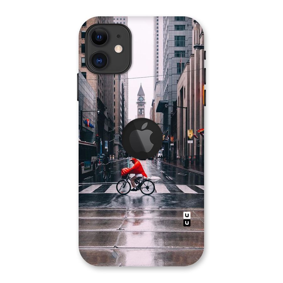Red Bicycle Street Back Case for iPhone 11 Logo Cut