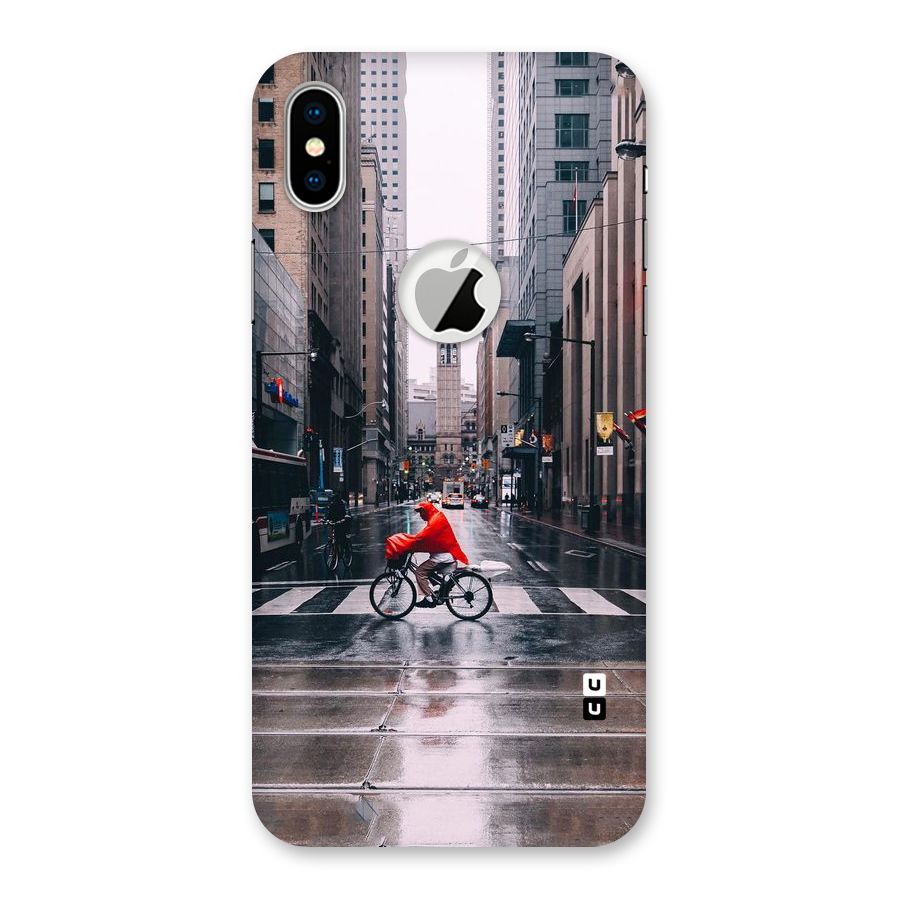 Red Bicycle Street Back Case for iPhone XS Logo Cut