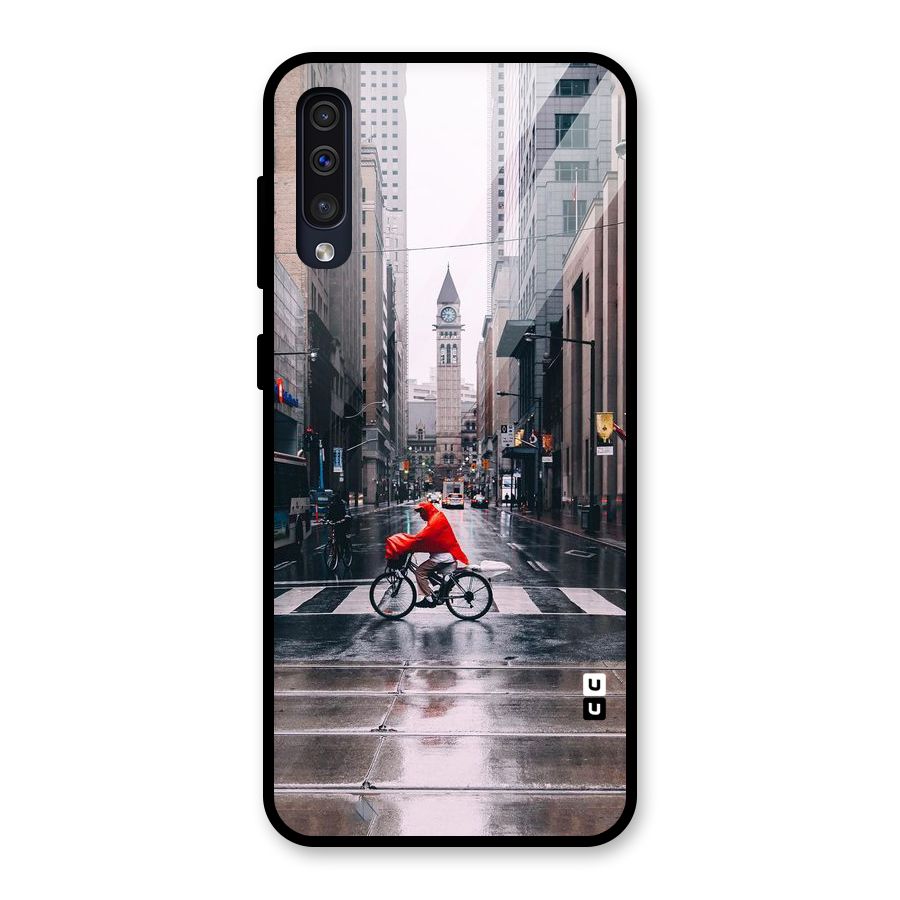 Red Bicycle Street Glass Back Case for Galaxy A50s