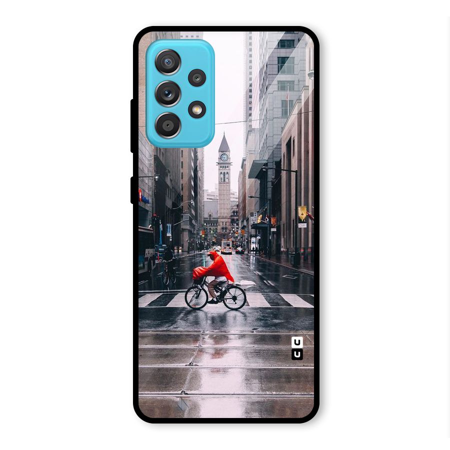Red Bicycle Street Glass Back Case for Galaxy A52