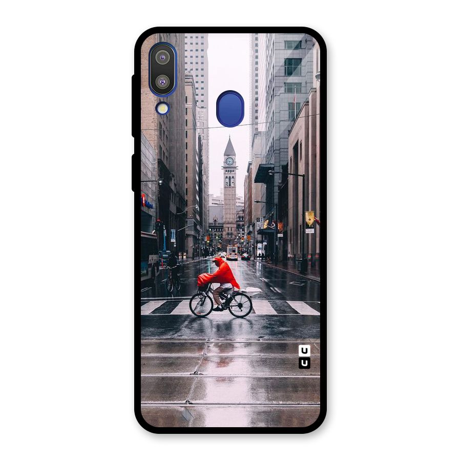 Red Bicycle Street Glass Back Case for Galaxy M20