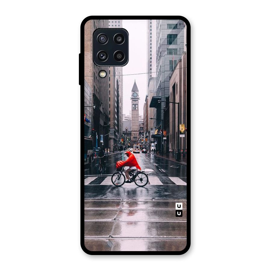 Red Bicycle Street Glass Back Case for Galaxy M32