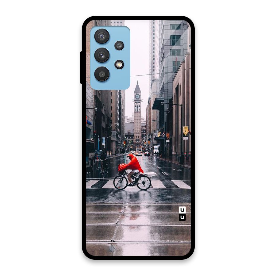 Red Bicycle Street Glass Back Case for Galaxy M32 5G