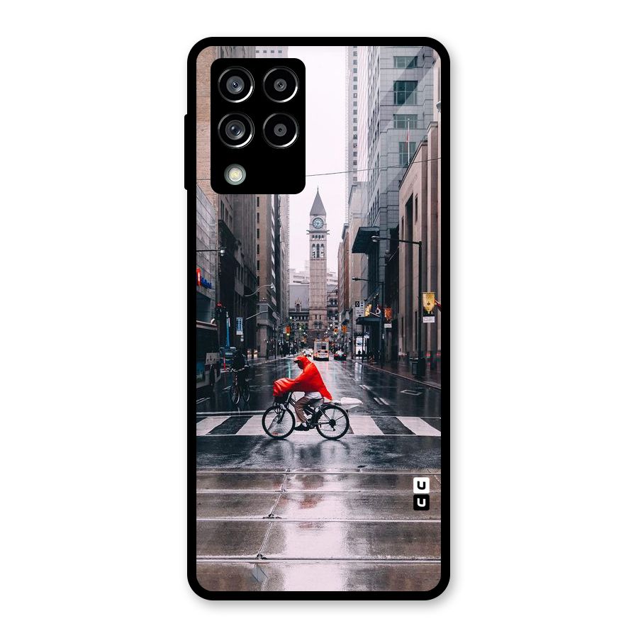 Red Bicycle Street Glass Back Case for Galaxy M53 5G