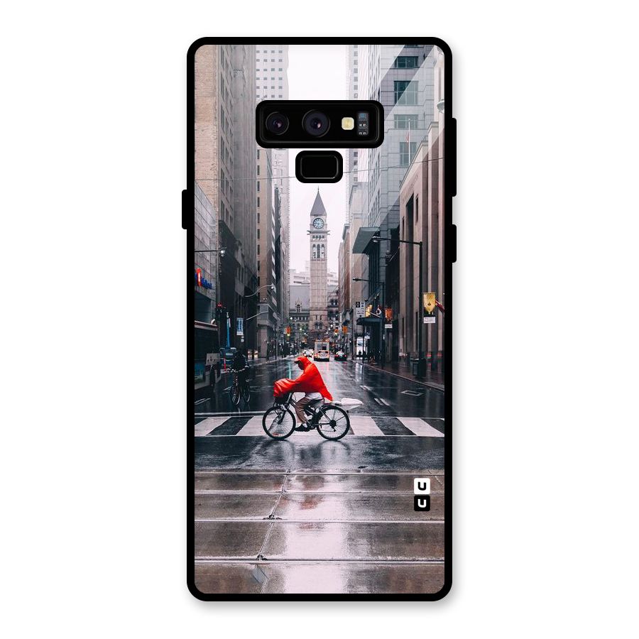 Red Bicycle Street Glass Back Case for Galaxy Note 9