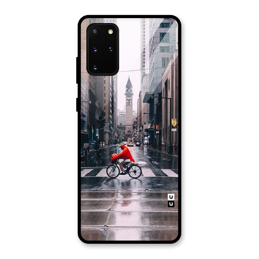 Red Bicycle Street Glass Back Case for Galaxy S20 Plus