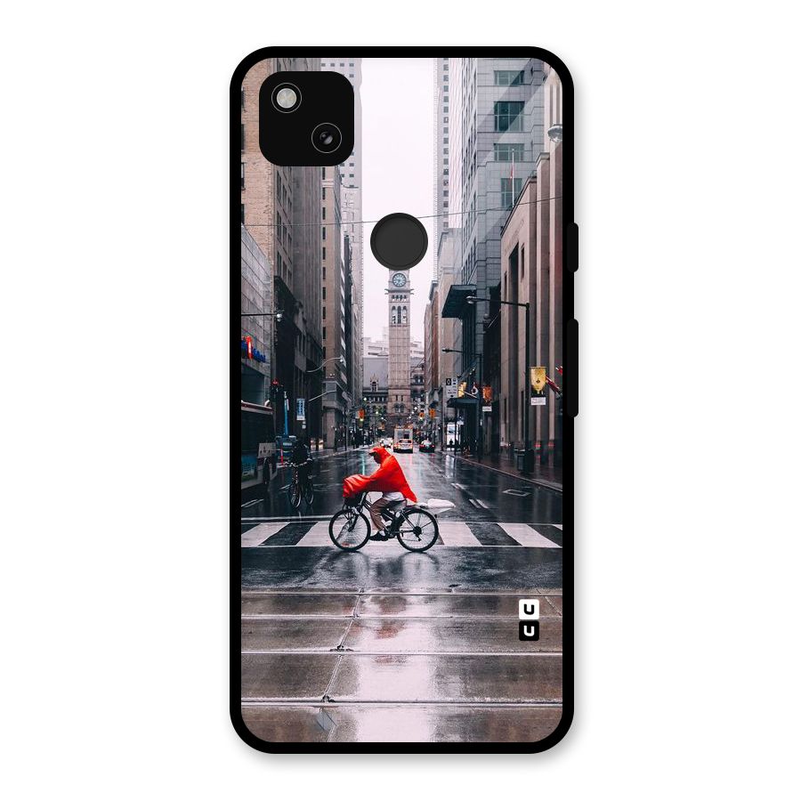 Red Bicycle Street Glass Back Case for Google Pixel 4a
