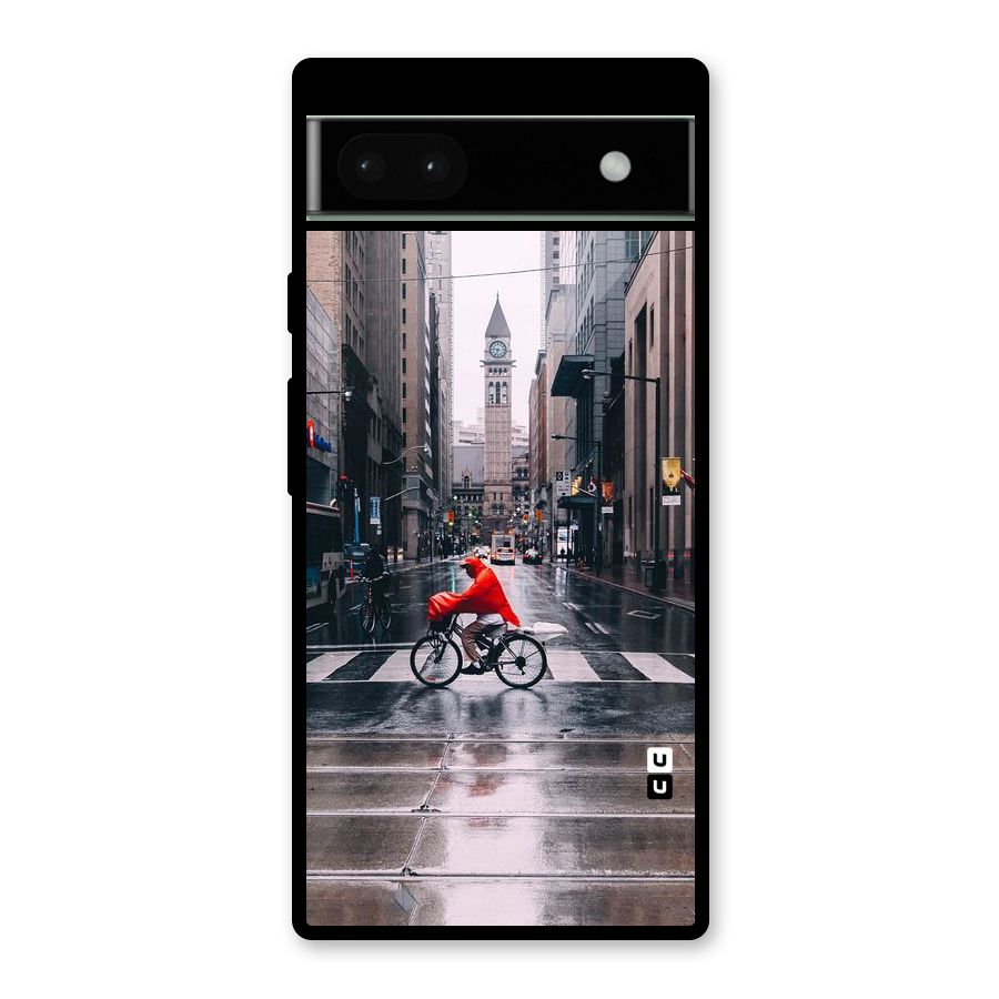 Red Bicycle Street Glass Back Case for Google Pixel 6a