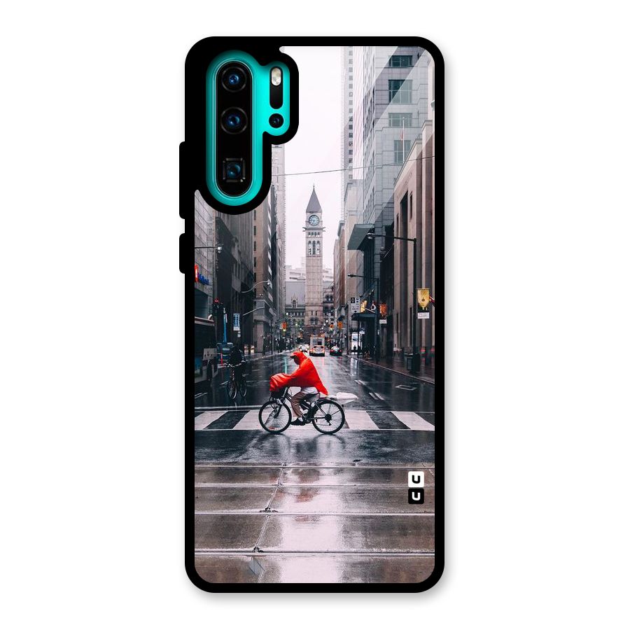 Red Bicycle Street Glass Back Case for Huawei P30 Pro