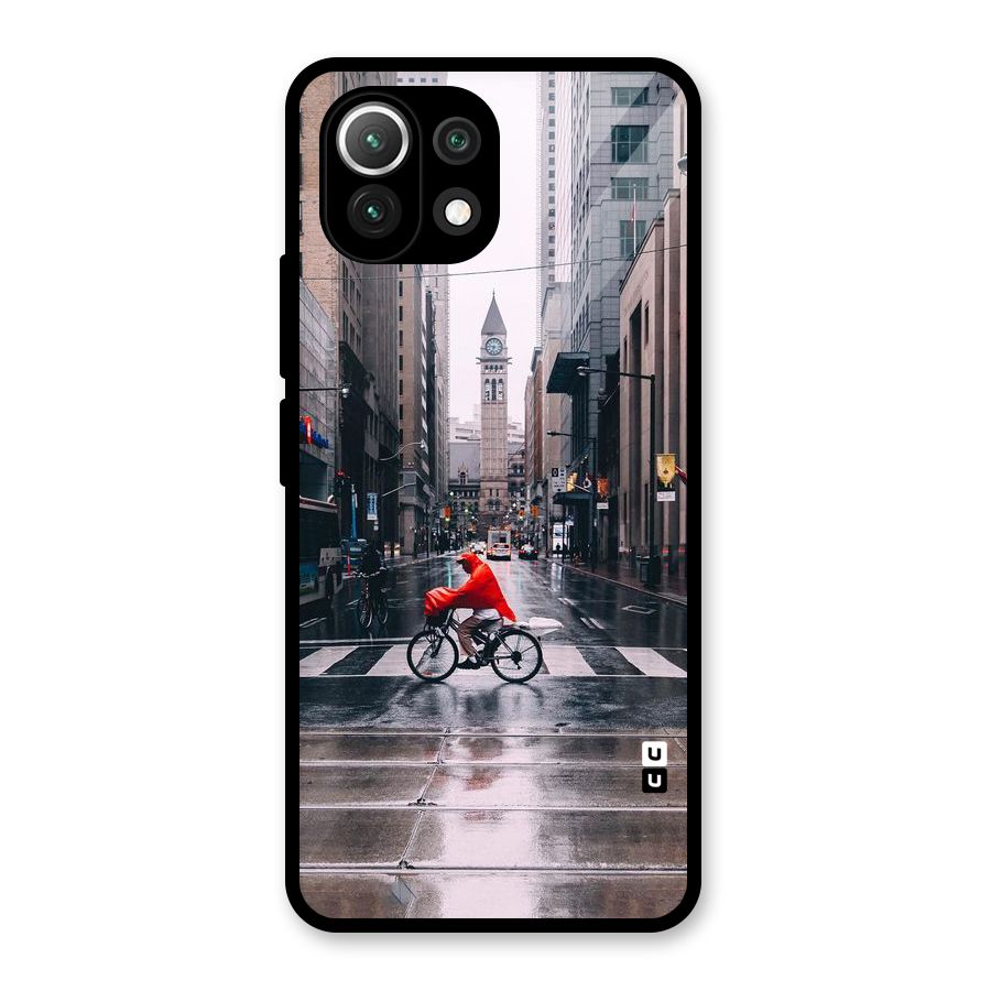 Red Bicycle Street Glass Back Case for Mi 11 Lite NE 5G