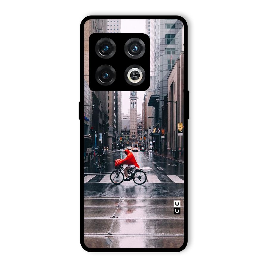Red Bicycle Street Glass Back Case for OnePlus 10 Pro 5G
