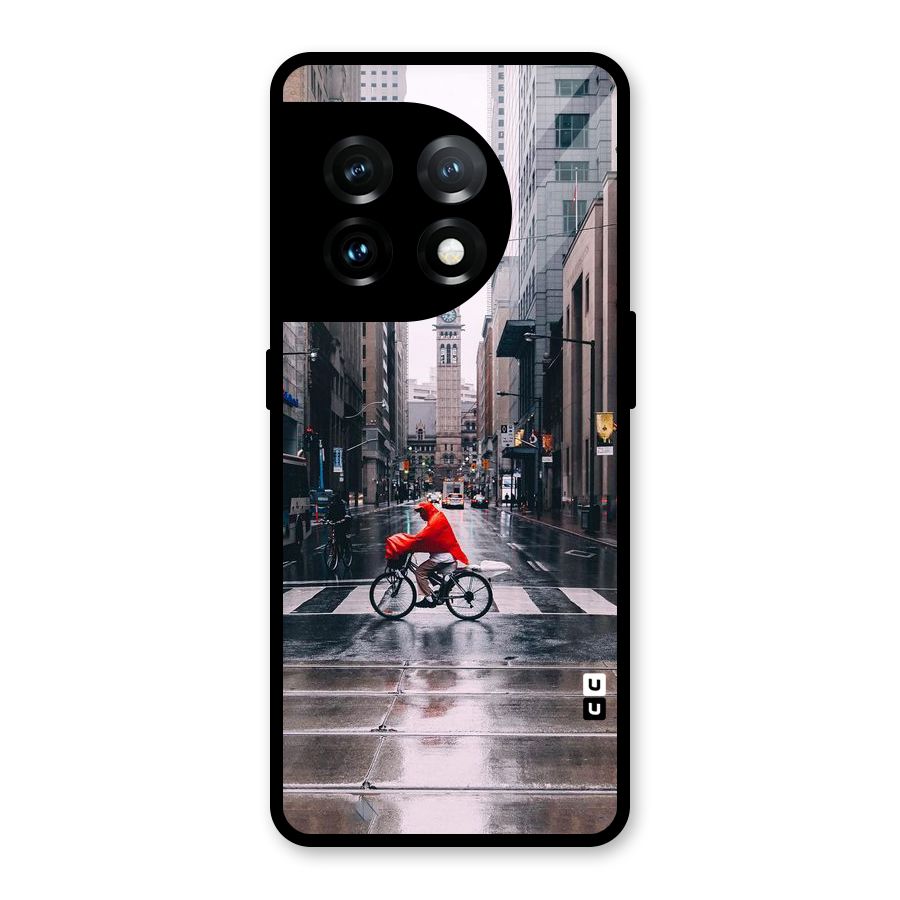 Red Bicycle Street Glass Back Case for OnePlus 11