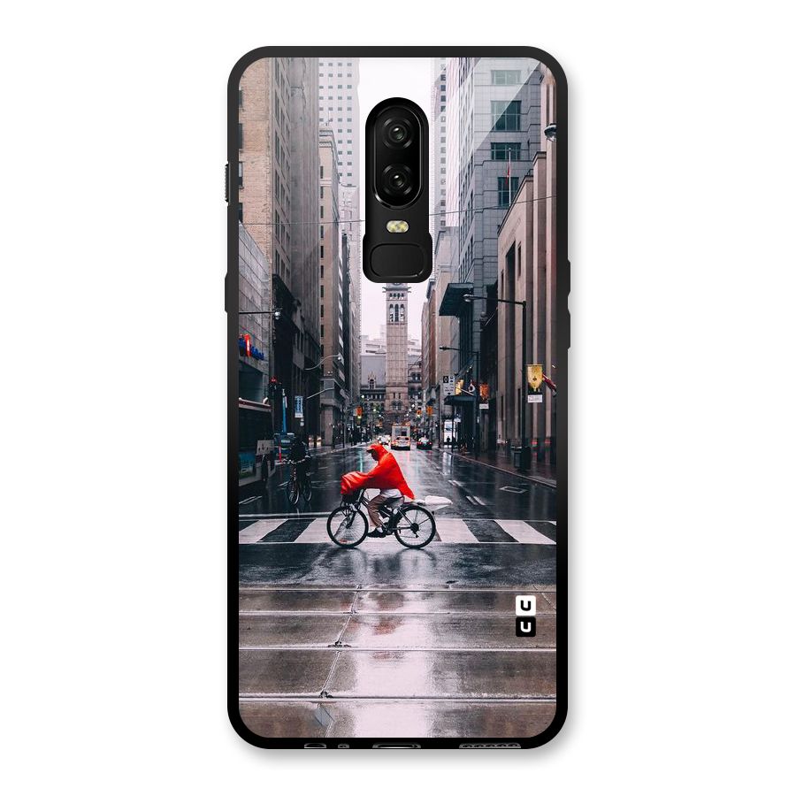 Red Bicycle Street Glass Back Case for OnePlus 6