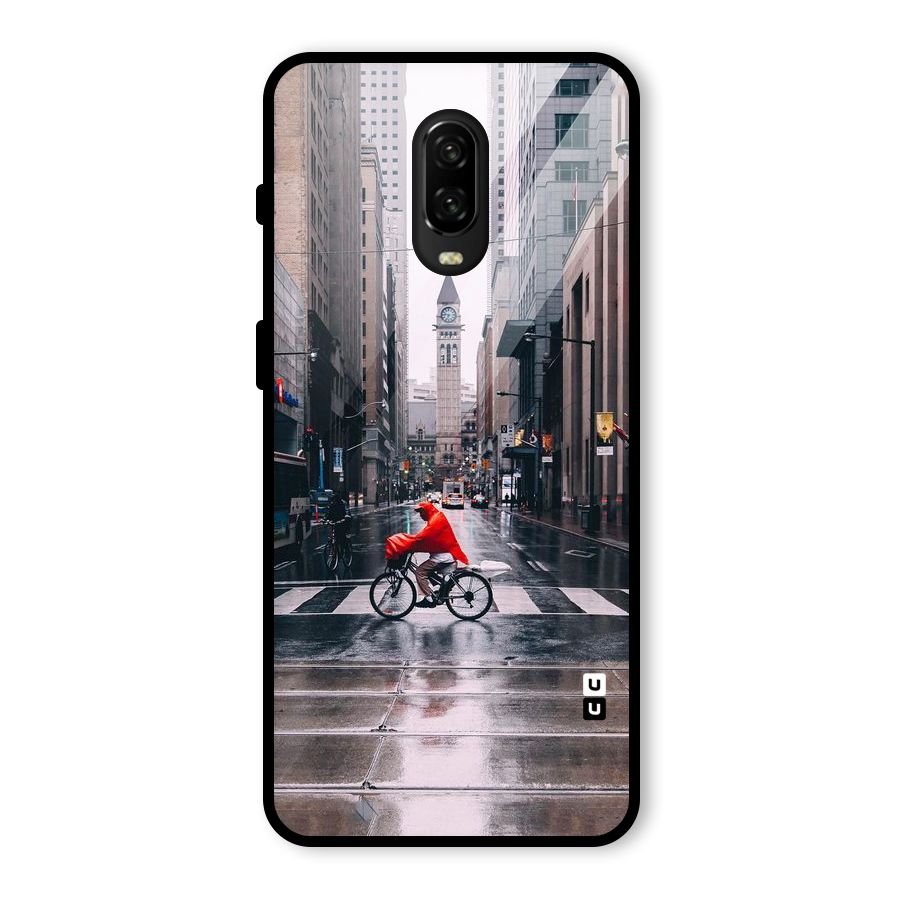 Red Bicycle Street Glass Back Case for OnePlus 6T