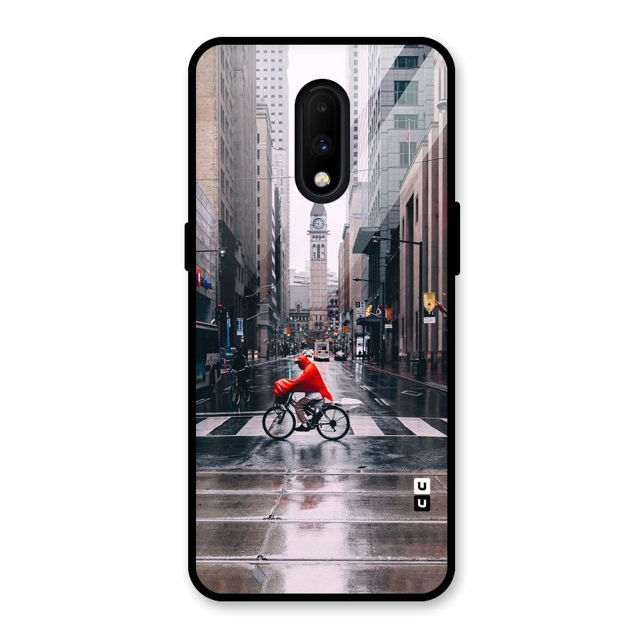 Red Bicycle Street Glass Back Case for OnePlus 7