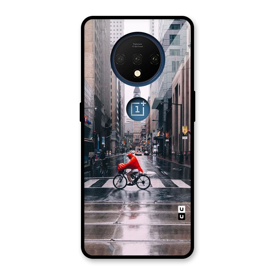 Red Bicycle Street Glass Back Case for OnePlus 7T