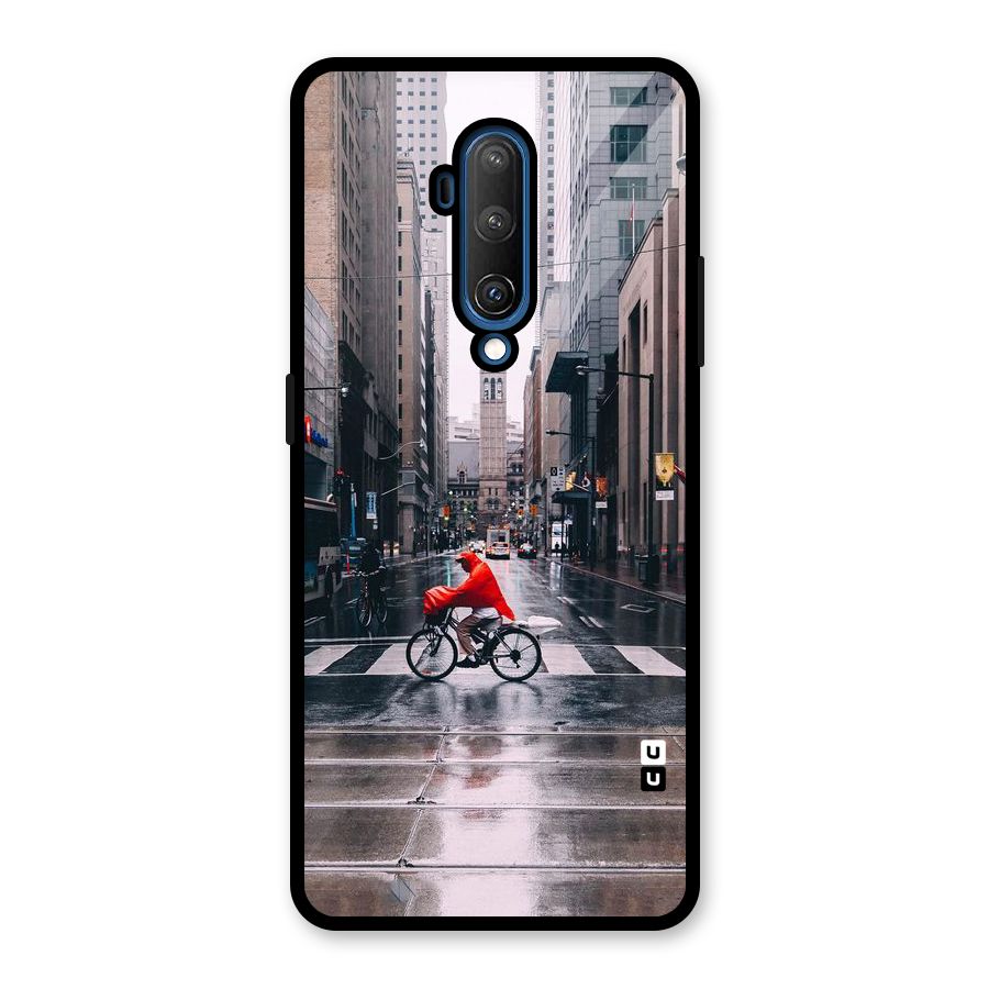 Red Bicycle Street Glass Back Case for OnePlus 7T Pro