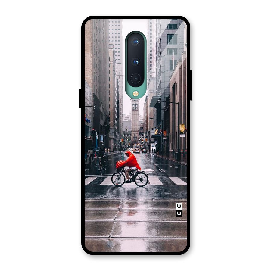 Red Bicycle Street Glass Back Case for OnePlus 8