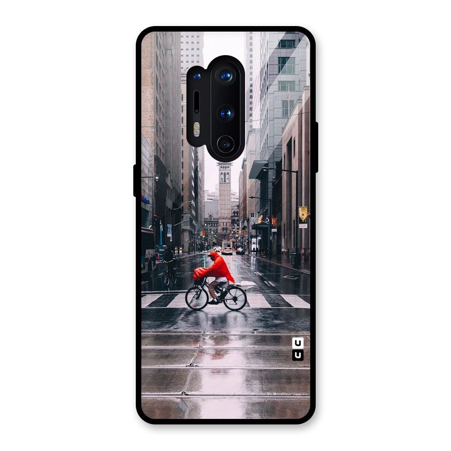 Red Bicycle Street Glass Back Case for OnePlus 8 Pro