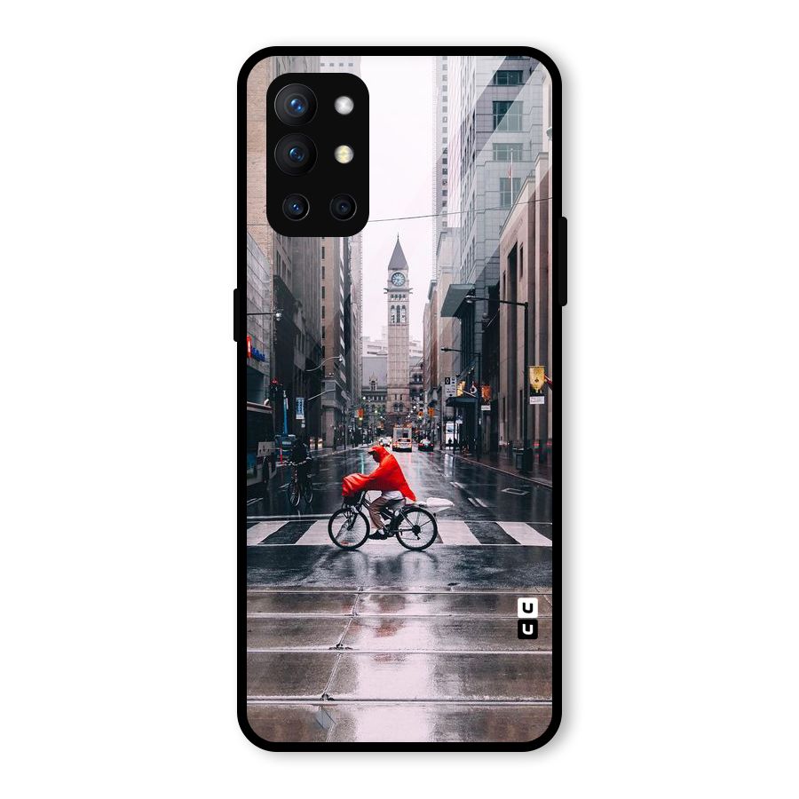 Red Bicycle Street Glass Back Case for OnePlus 9R