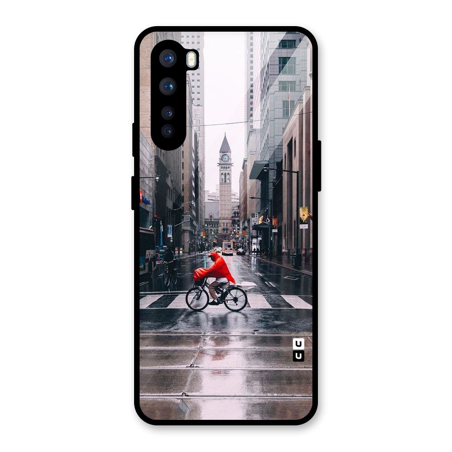 Red Bicycle Street Glass Back Case for OnePlus Nord