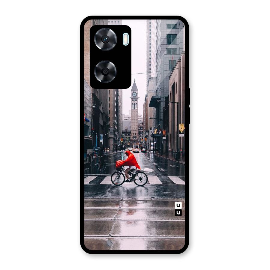 Red Bicycle Street Glass Back Case for Oppo A77