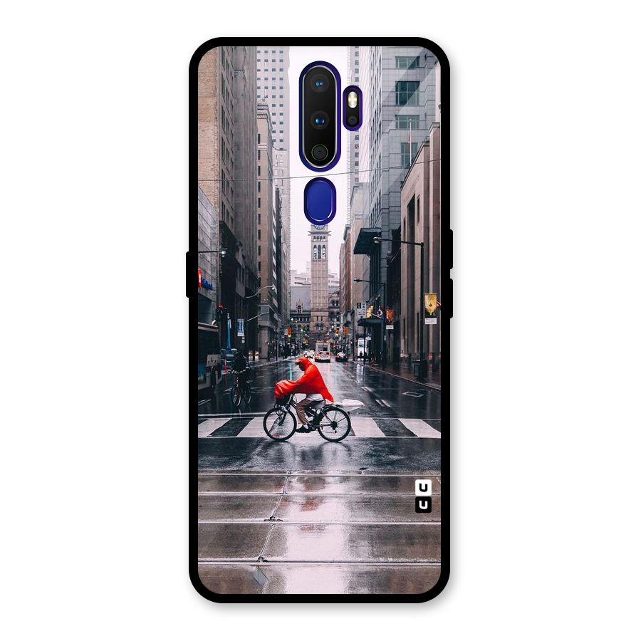 Red Bicycle Street Glass Back Case for Oppo A9 (2020)