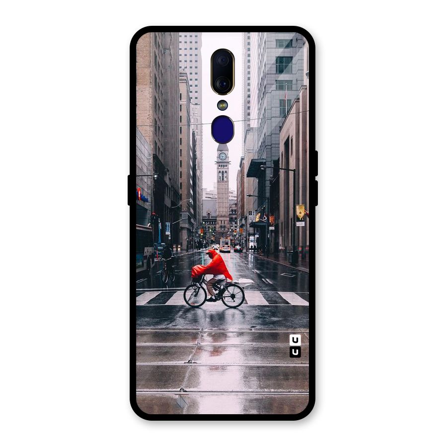 Red Bicycle Street Glass Back Case for Oppo F11