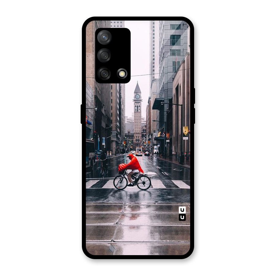 Red Bicycle Street Glass Back Case for Oppo F19