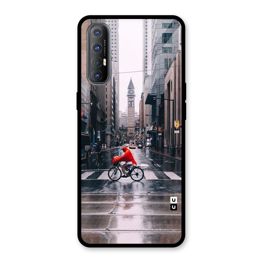 Red Bicycle Street Glass Back Case for Oppo Reno3 Pro