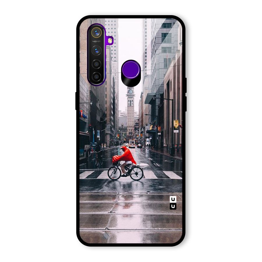 Red Bicycle Street Glass Back Case for Realme 5 Pro