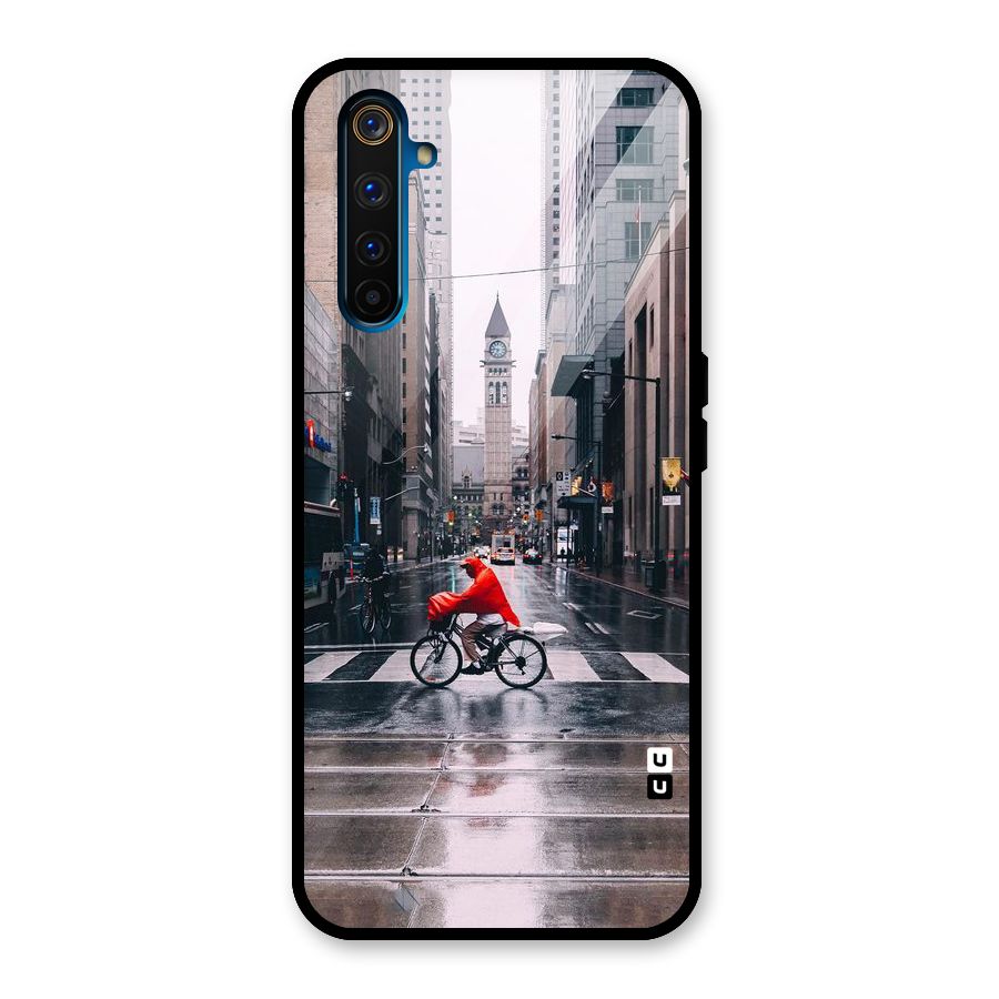 Red Bicycle Street Glass Back Case for Realme 6 Pro