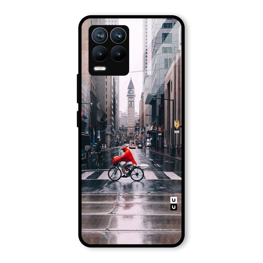 Red Bicycle Street Glass Back Case for Realme 8 Pro