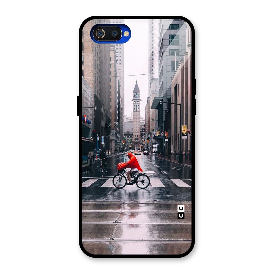 Red Bicycle Street Glass Back Case for Realme C2