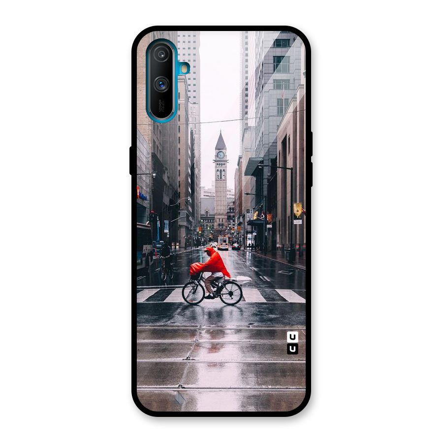 Red Bicycle Street Glass Back Case for Realme C3