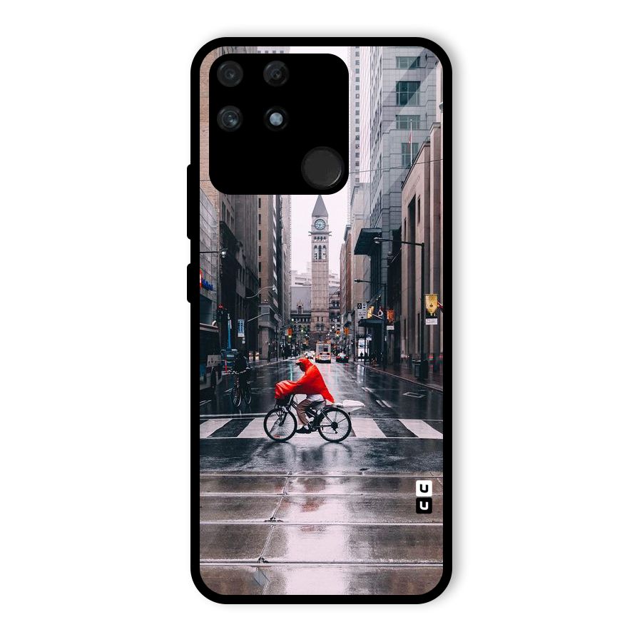 Red Bicycle Street Glass Back Case for Realme Narzo 50A