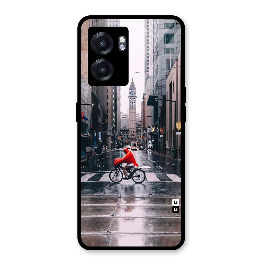 Red Bicycle Street Glass Back Case for Realme Narzo 50 5G