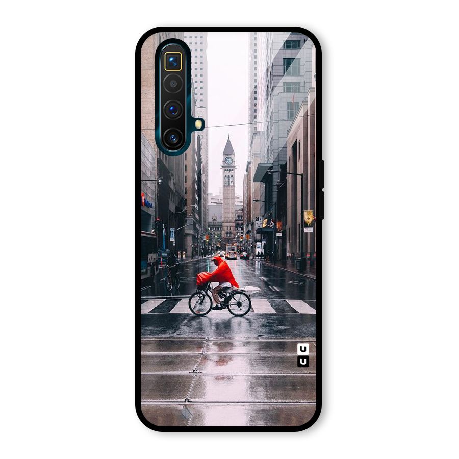 Red Bicycle Street Glass Back Case for Realme X3