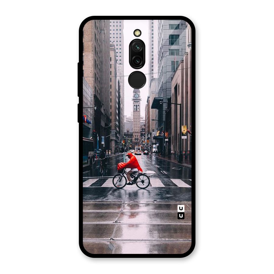 Red Bicycle Street Glass Back Case for Redmi 8