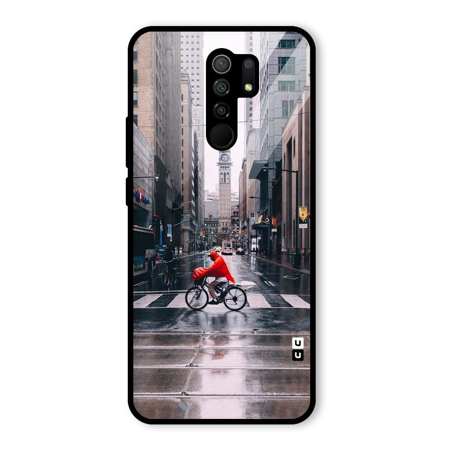 Red Bicycle Street Glass Back Case for Redmi 9 Prime
