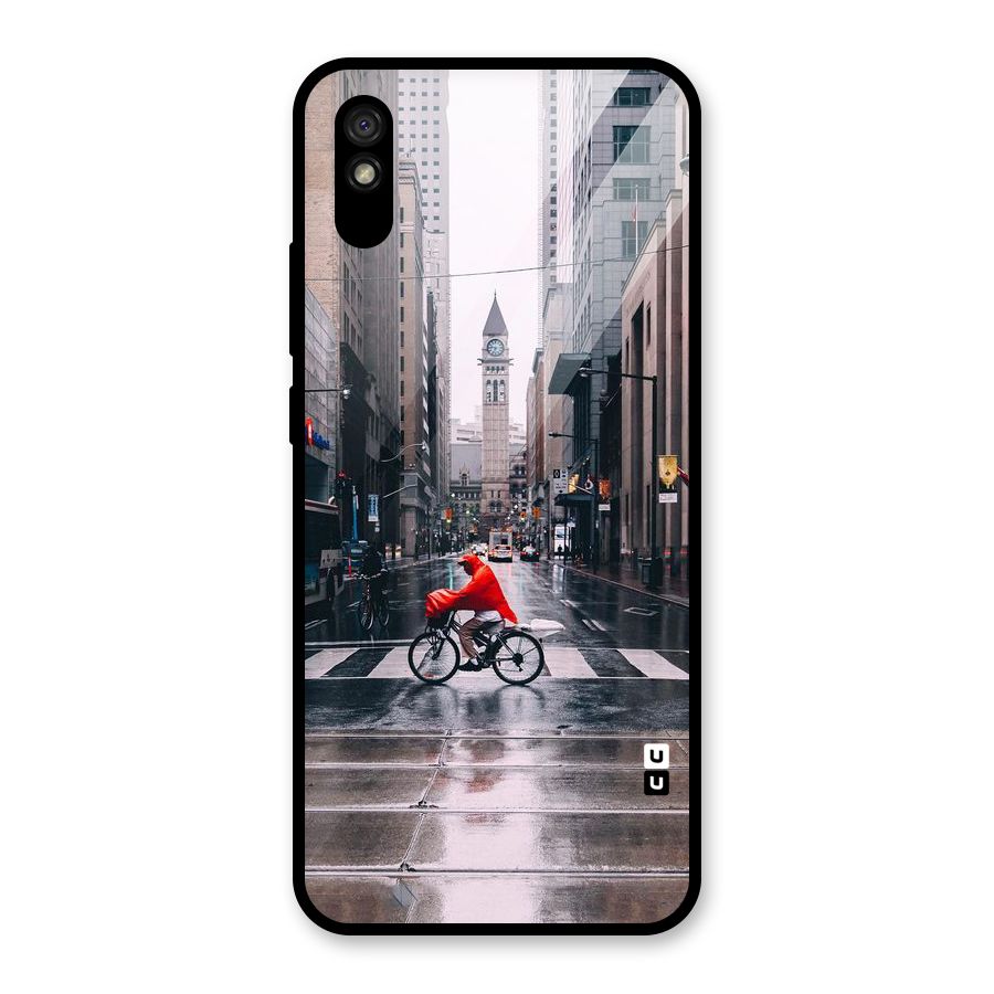 Red Bicycle Street Glass Back Case for Redmi 9i