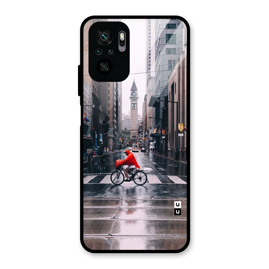 Red Bicycle Street Glass Back Case for Redmi Note 10S