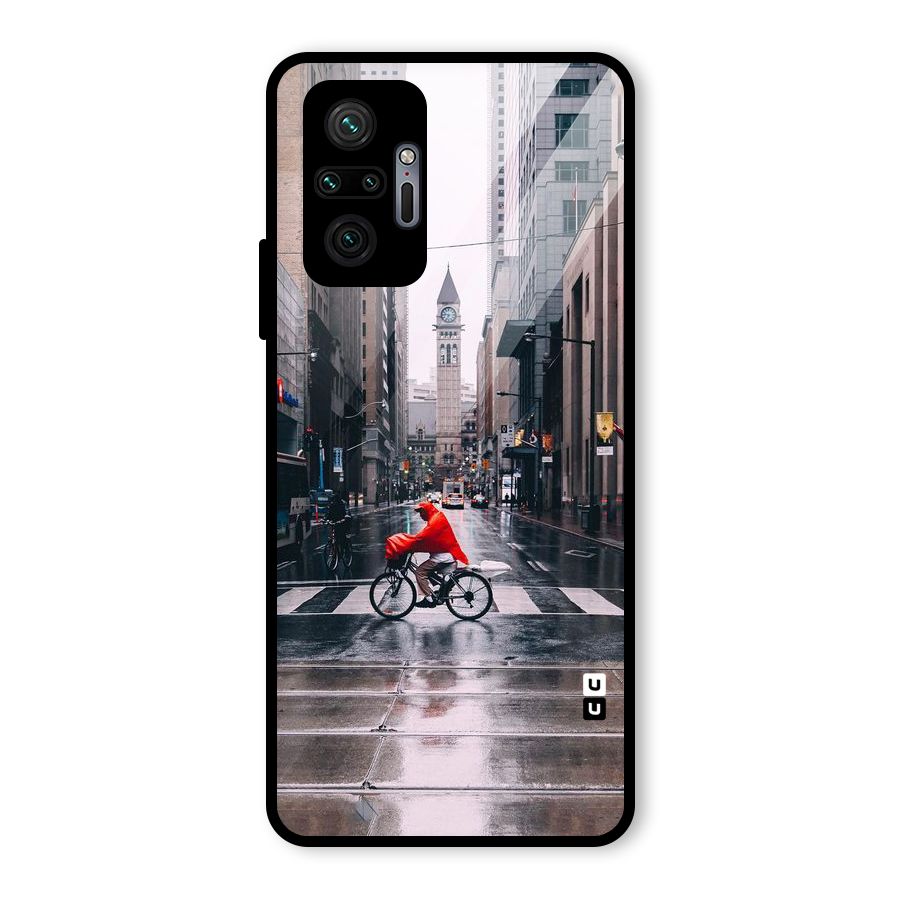 Red Bicycle Street Glass Back Case for Redmi Note 10 Pro