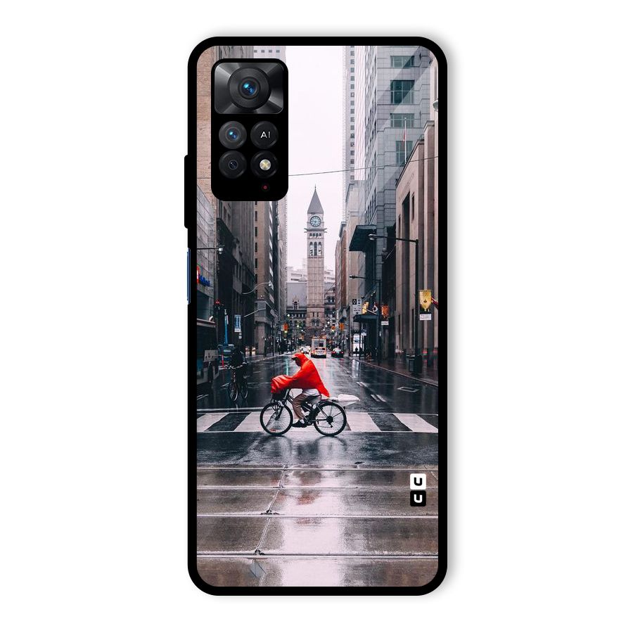 Red Bicycle Street Glass Back Case for Redmi Note 11 Pro