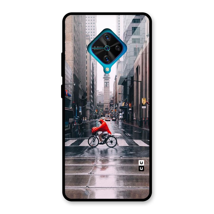 Red Bicycle Street Glass Back Case for Vivo S1 Pro