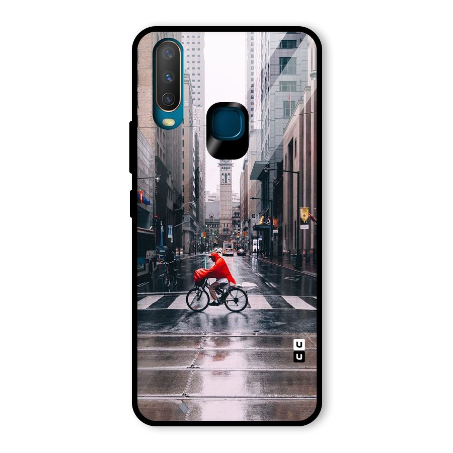 Red Bicycle Street Glass Back Case for Vivo U10