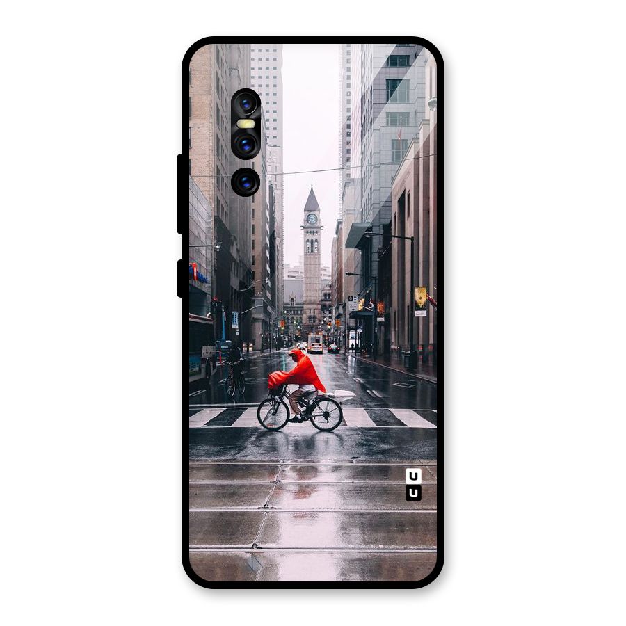 Red Bicycle Street Glass Back Case for Vivo V15 Pro