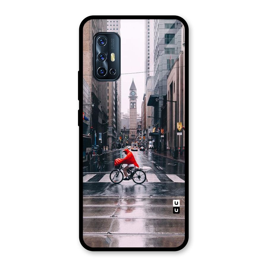 Red Bicycle Street Glass Back Case for Vivo V17