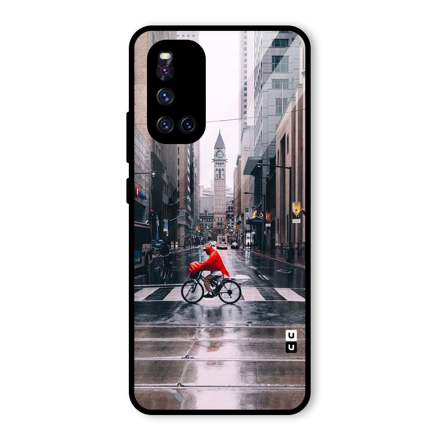 Red Bicycle Street Glass Back Case for Vivo V19